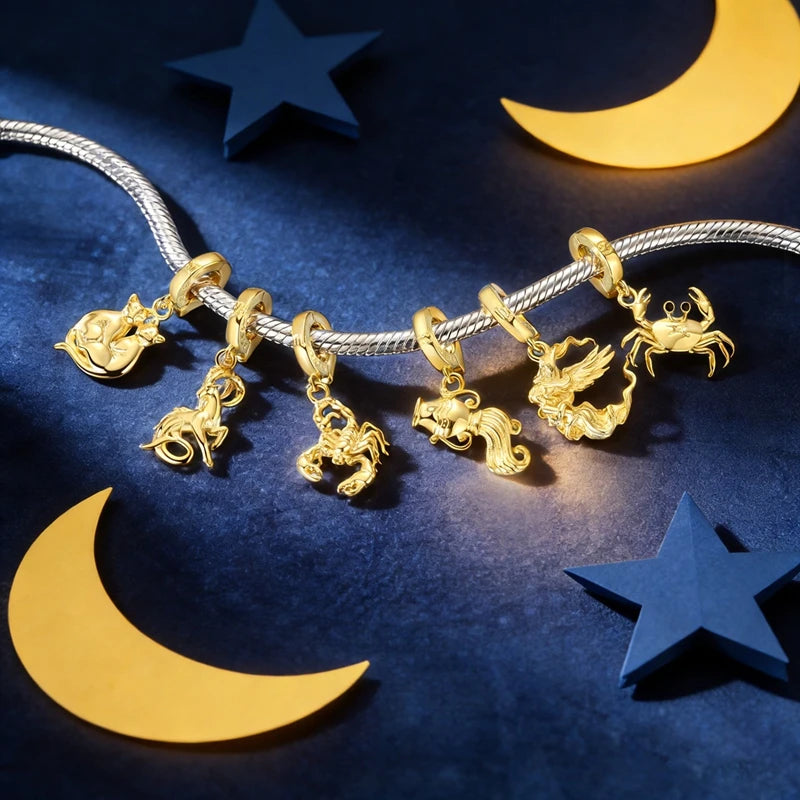 925 Sterling Silver 12 Constellation 12 Zodiac Charms