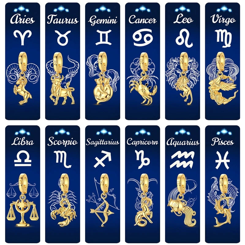 925 Sterling Silver 12 Constellation 12 Zodiac Charms