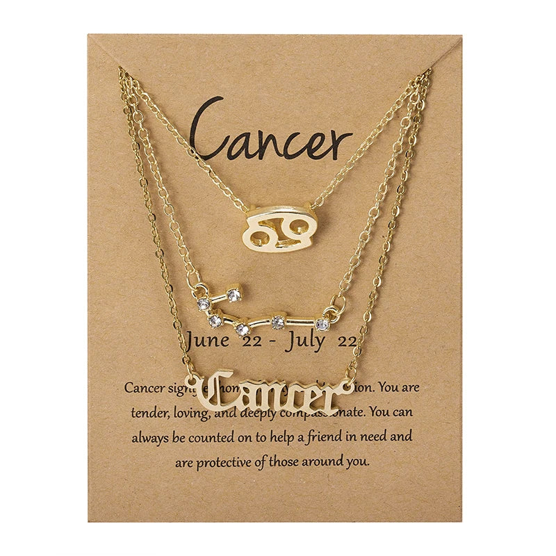 3Pcs/set 12 Zodiac Sign Necklace For Women
