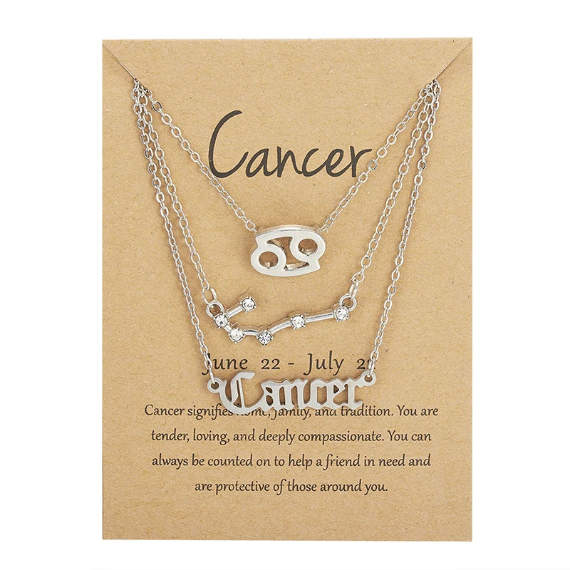 3Pcs/set 12 Zodiac Sign Necklace For Women
