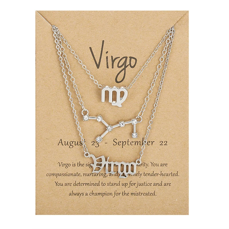 3Pcs/set 12 Zodiac Sign Necklace For Women