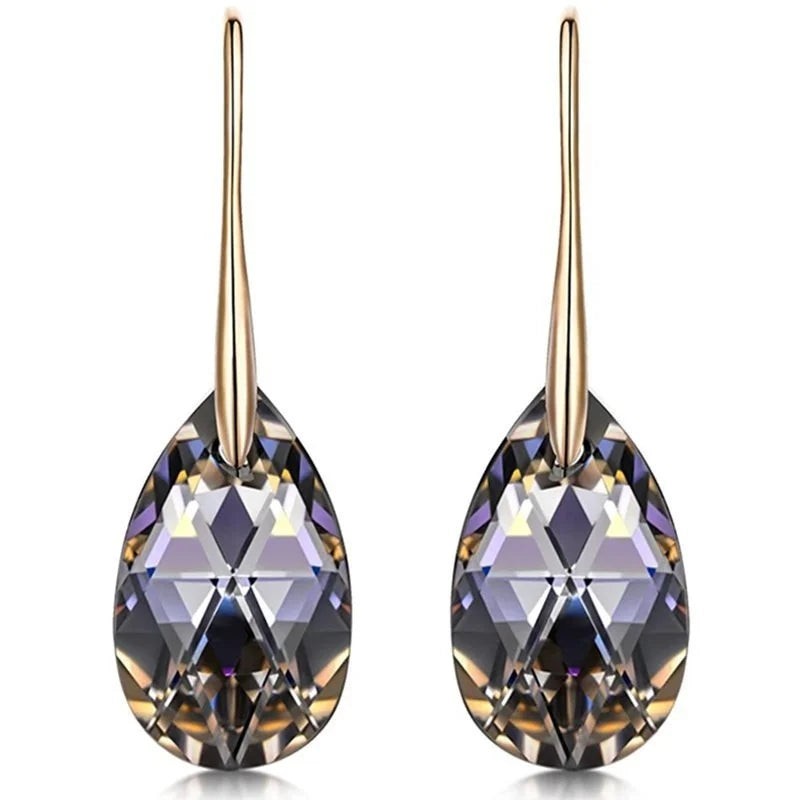 Silver/Rose Gold Night Teardrop Dangle Earrings