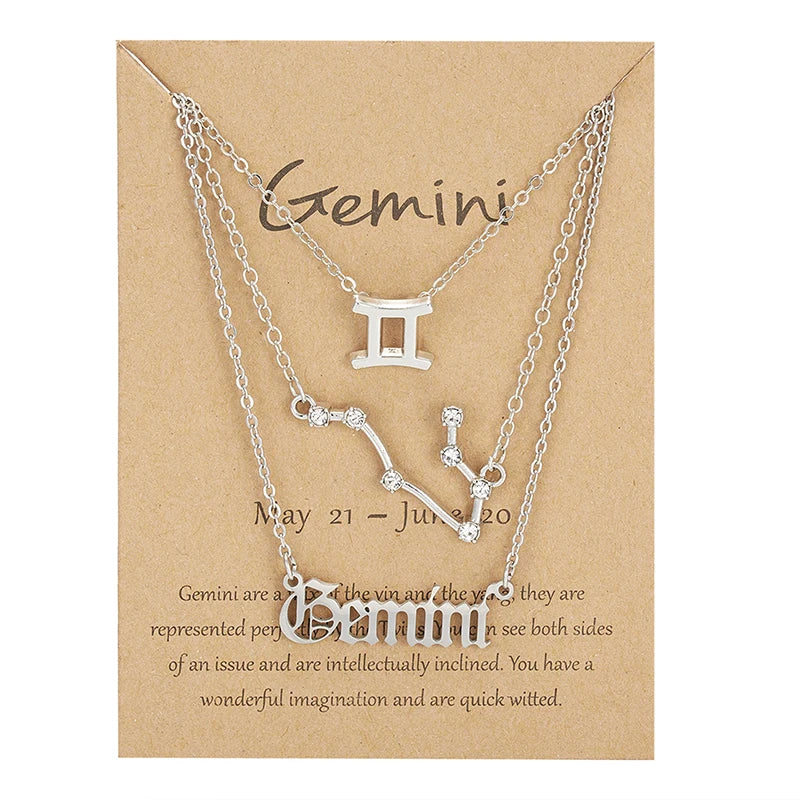 3Pcs/set 12 Zodiac Sign Necklace For Women