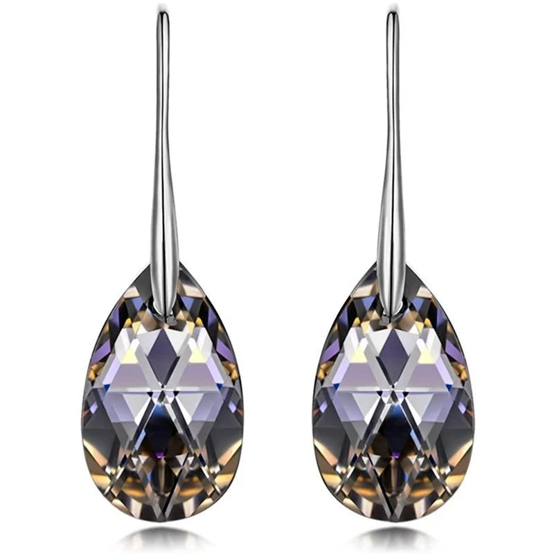 Silver/Rose Gold Night Teardrop Dangle Earrings