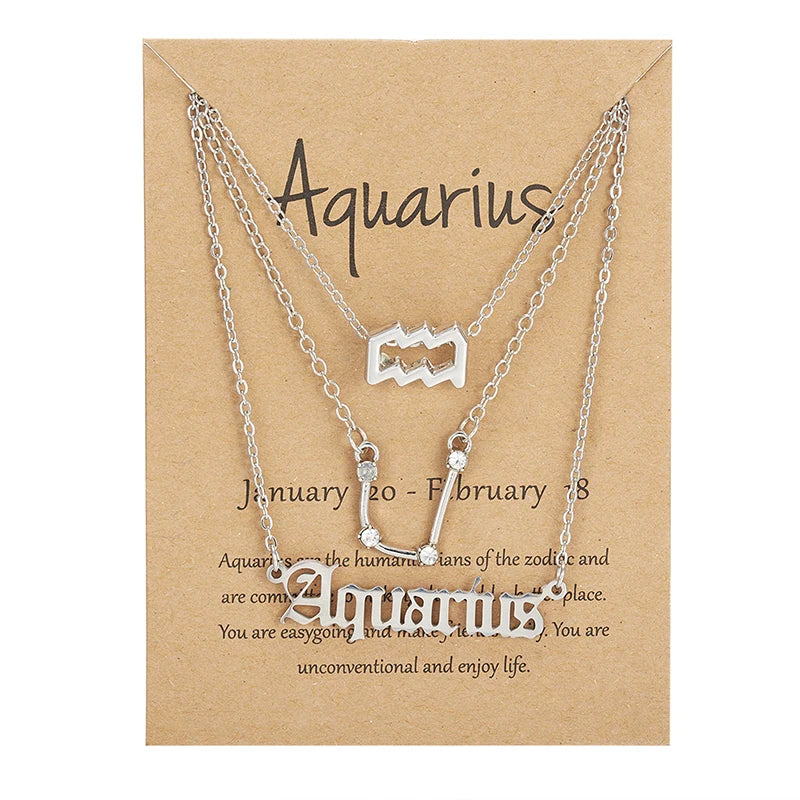 3Pcs/set 12 Zodiac Sign Necklace For Women