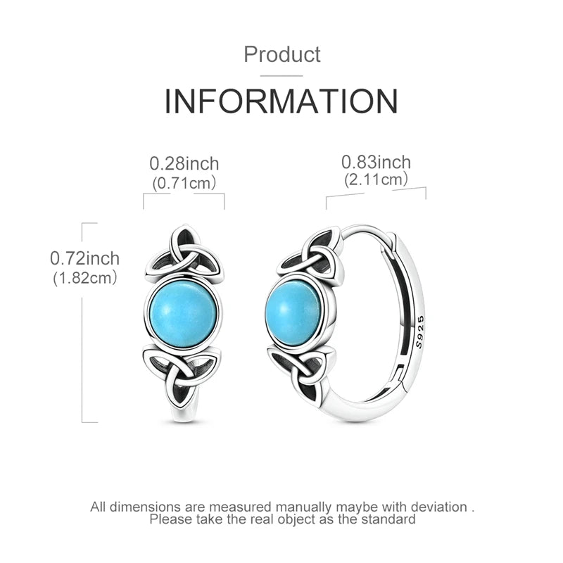 925 Celtic Knot Blue Turquoise Hoop Earrings