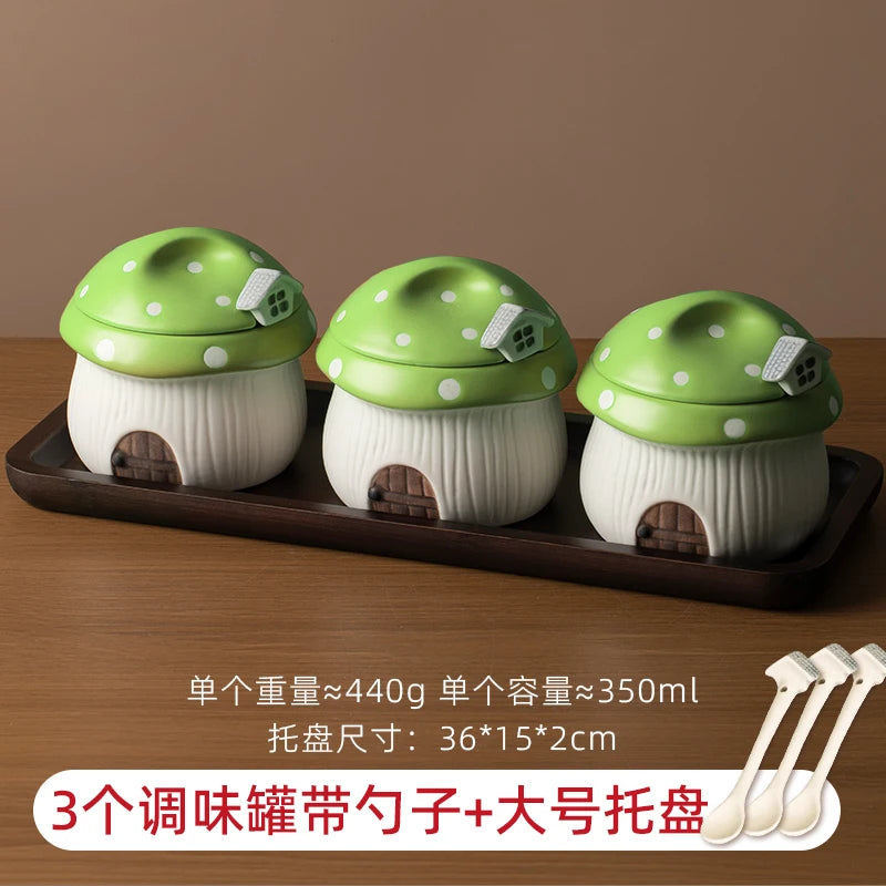 Ceramic Red Mushroom Seasoning Jar