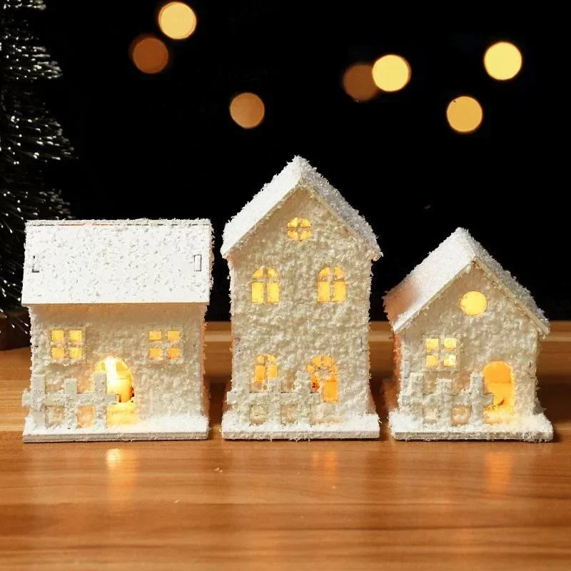 Christmas Decoration Small White House with LED Lights