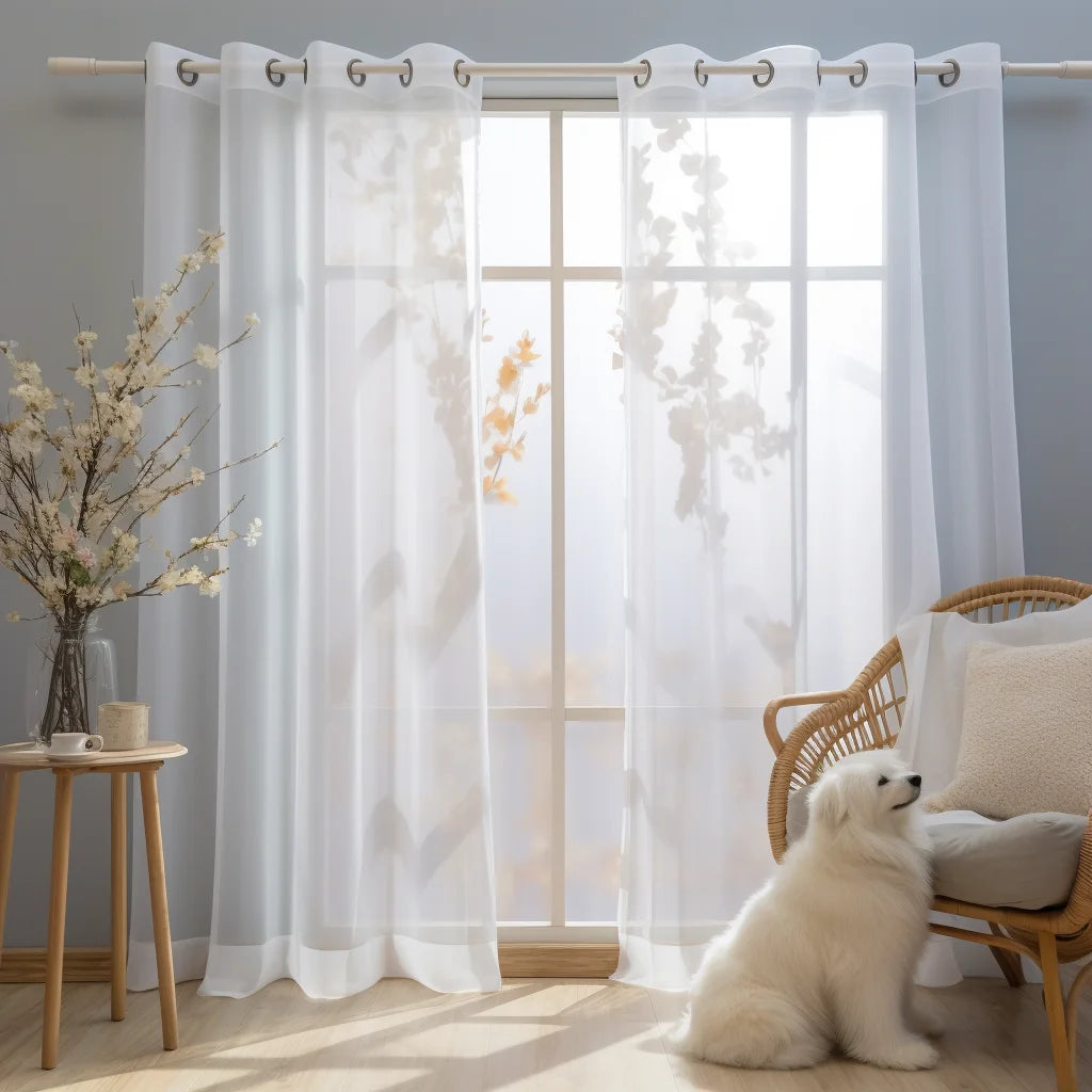 Shading Solid White Sheer Curtains