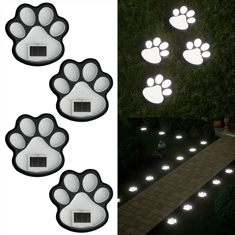 4PCS, Pet Dog Paw Solar LED Garden Lawn Lighting