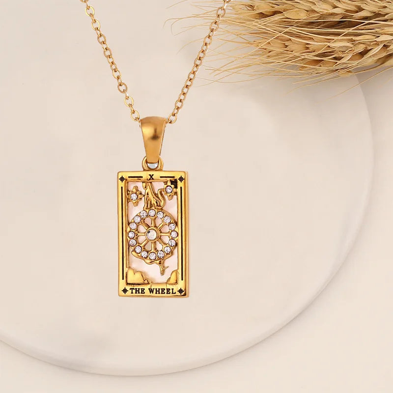 Zirconia Tarot Card Necklace