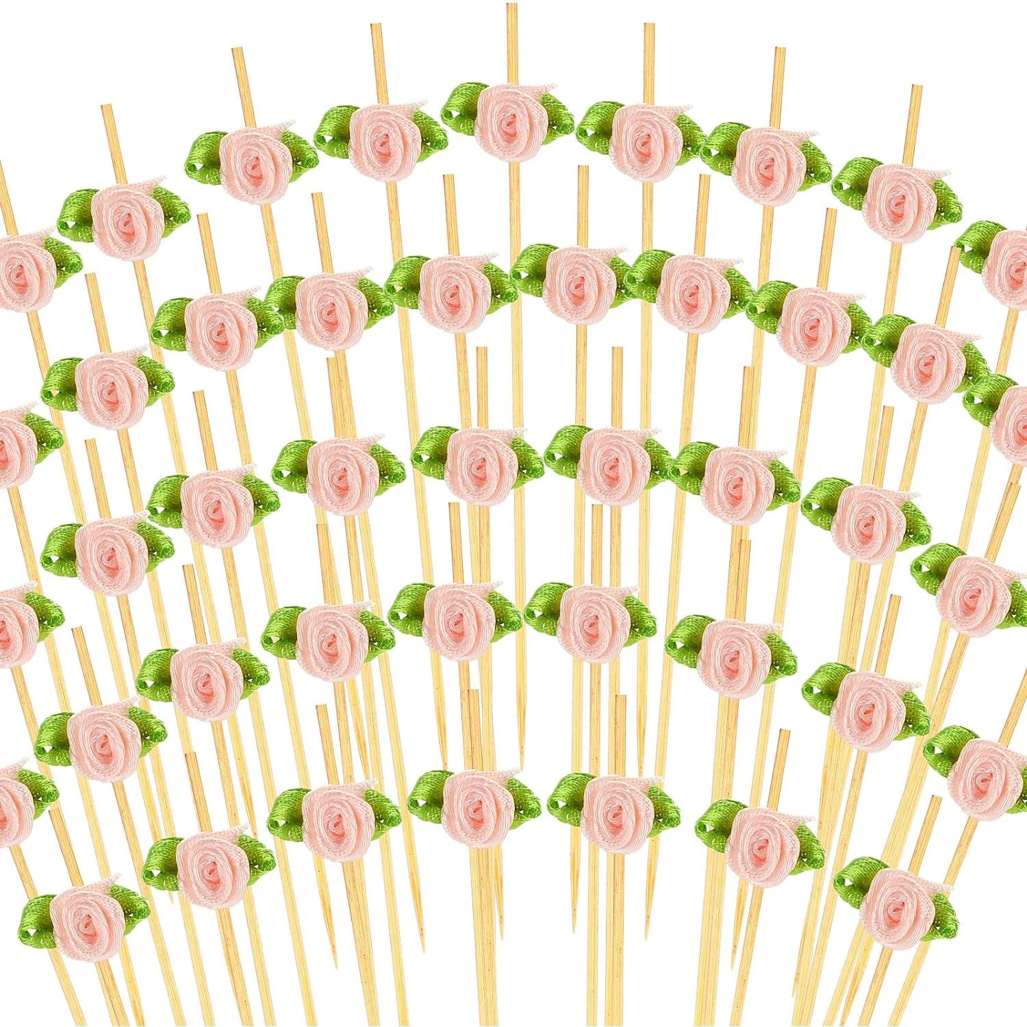 100pcs Disposable Long Flower Sticks