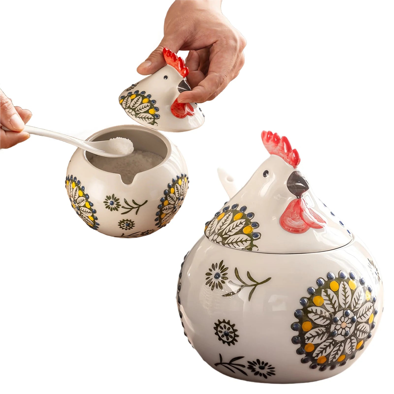 Ceramic Seasoning Storage Jar with Hen Shape