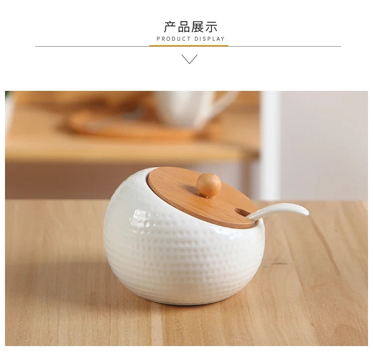 Ceramic Seasoning Jars with Wooden Lid