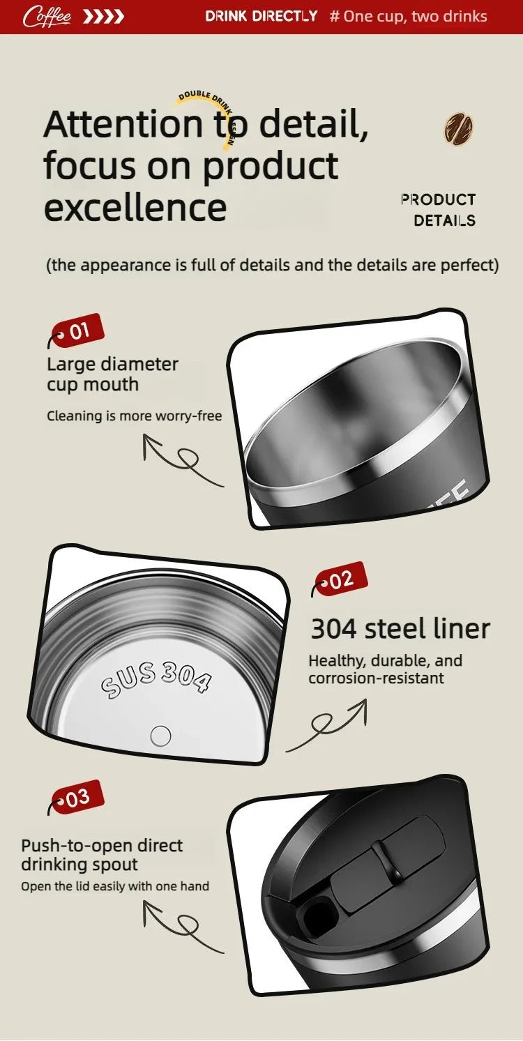 WORTHBUY 304 Stainless Steel Double Wall Insulated Coffee Cup