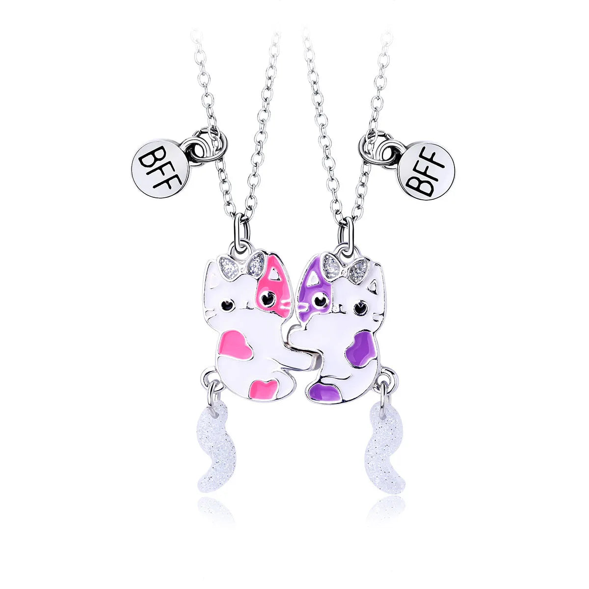 2Pcs Cute Cartoon Animal Magnetic Necklace