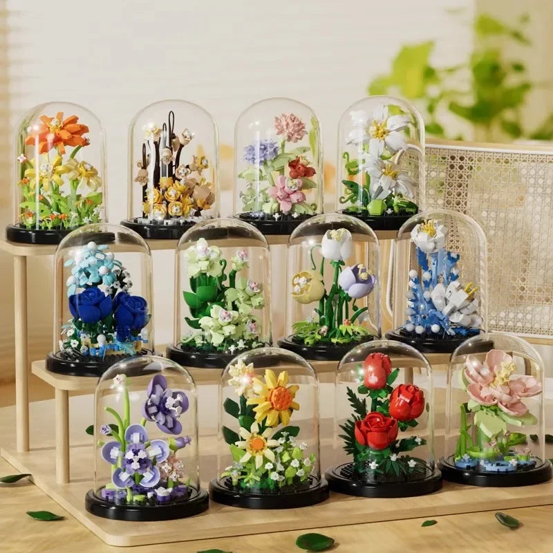 Flower Bouquet Bonsai Building Blocks Micro Model Home Decoration Toy