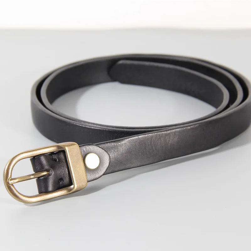 Retro Narrow Cowhide Women's Belt