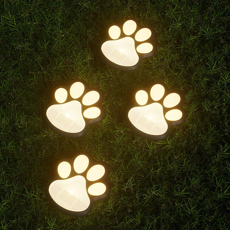 4PCS, Pet Dog Paw Solar LED Garden Lawn Lighting