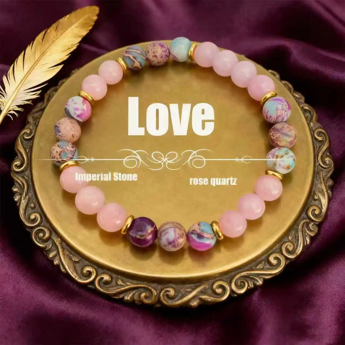 Imperial Jasper Rose Quartz Beaded Bracelet