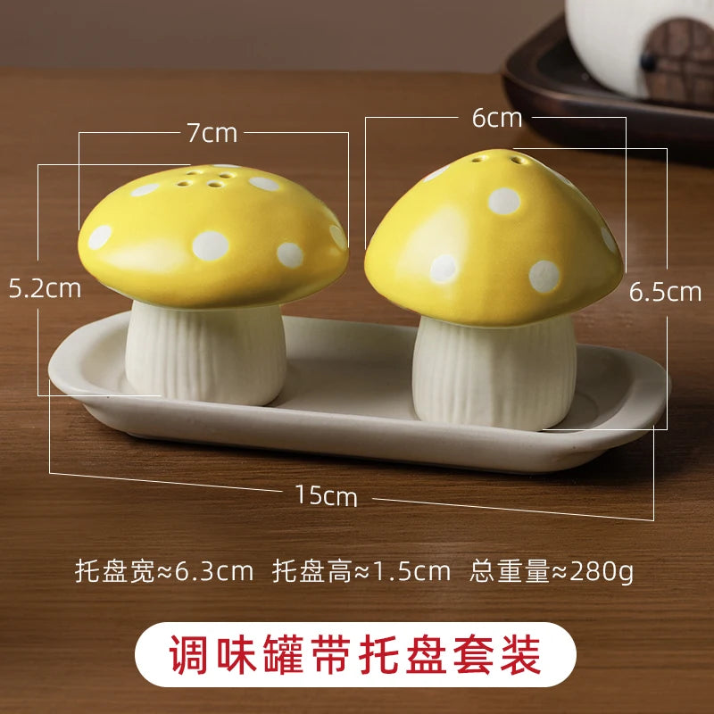 Ceramic Red Mushroom Seasoning Jar