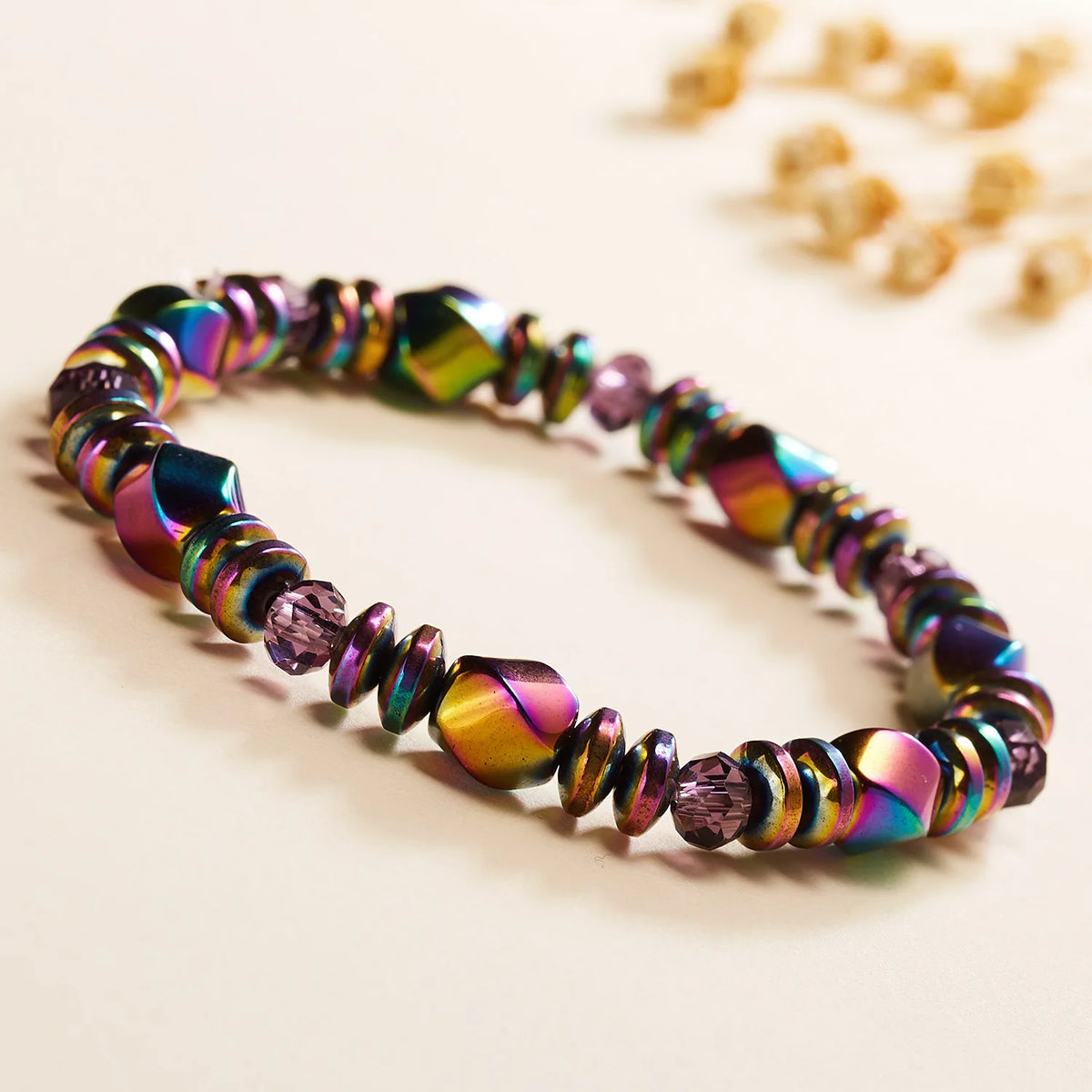 Colored Magnetic Energy Bracelet For Man Health Care Natural Stone