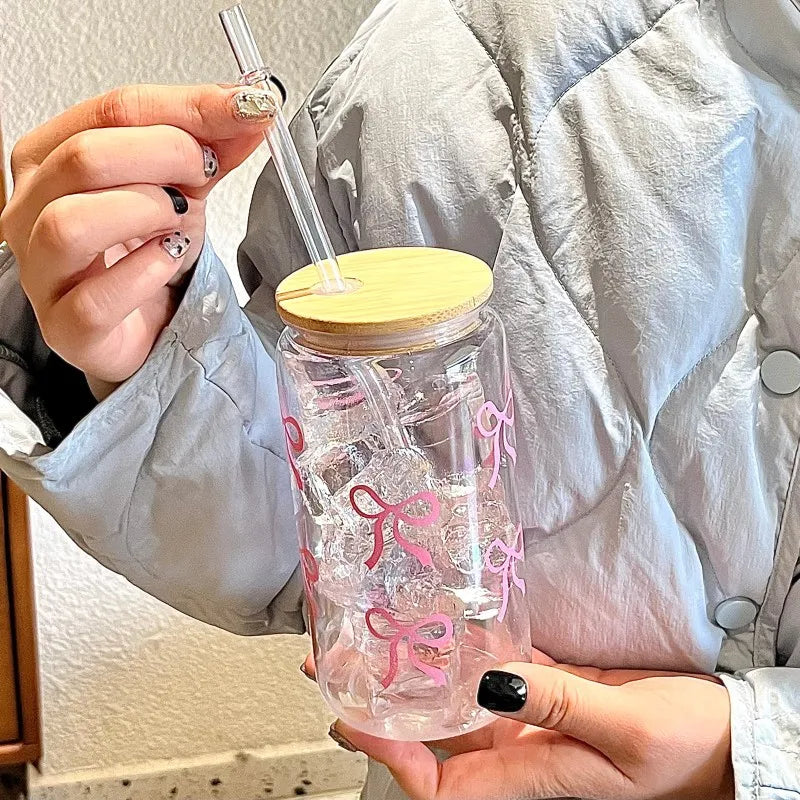 500ml Cute Bow Glass Cup