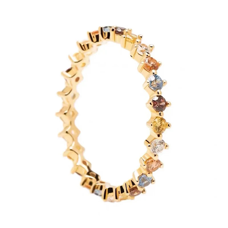 925 Sterling Silver Color Zircon Ring
