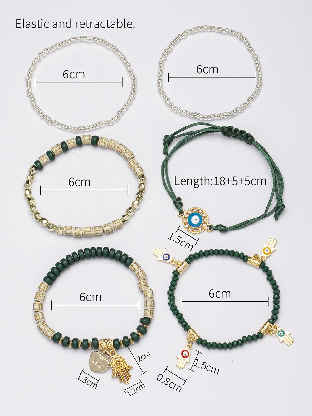 6Pcs/set Bohemian Evil Eye Bracelet Set