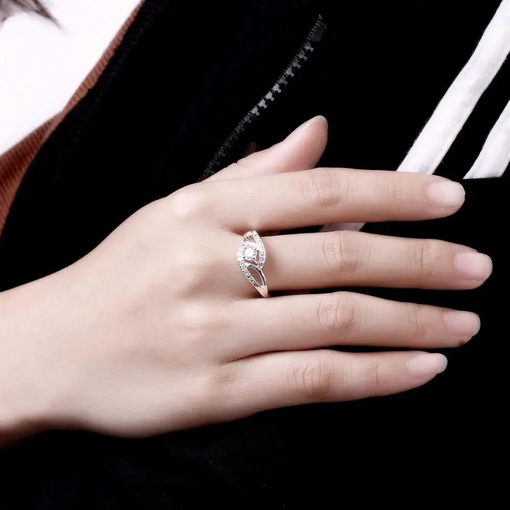 925 Sterling Silver Shiny Zircon Diamond Rings