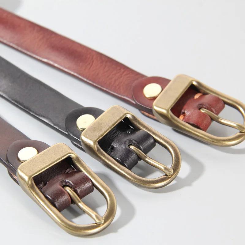 Retro Narrow Cowhide Women's Belt