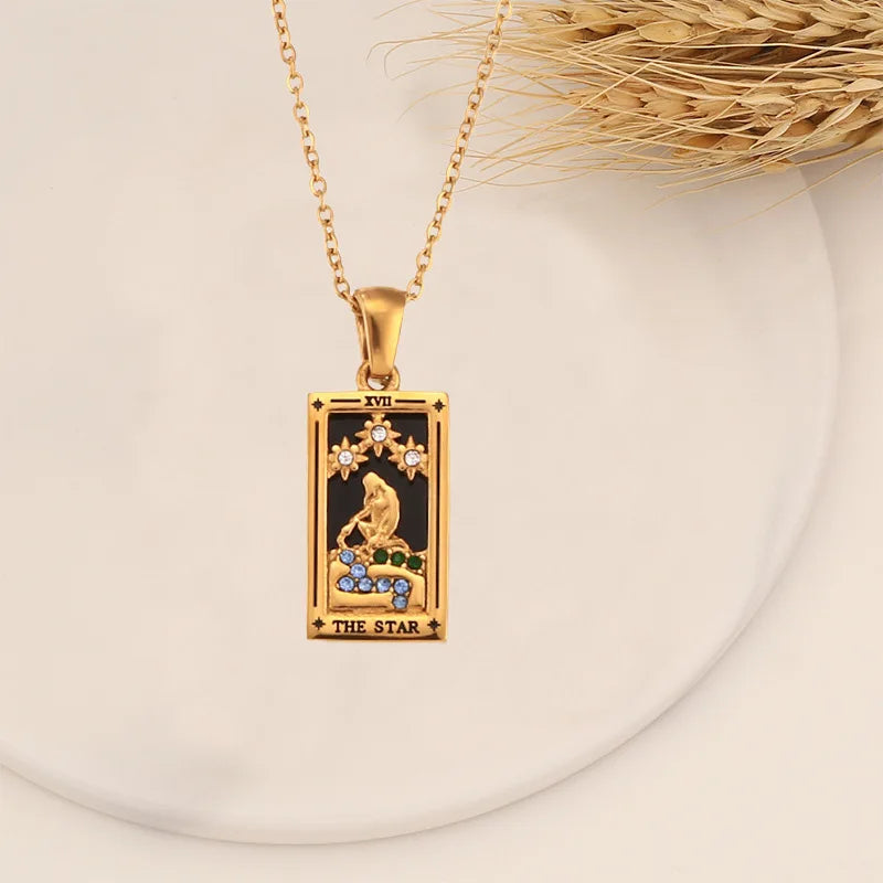 Zirconia Tarot Card Necklace