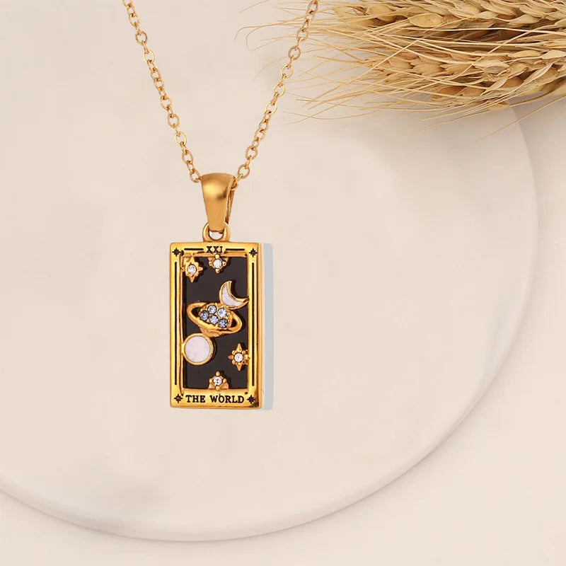 Zirconia Tarot Card Necklace