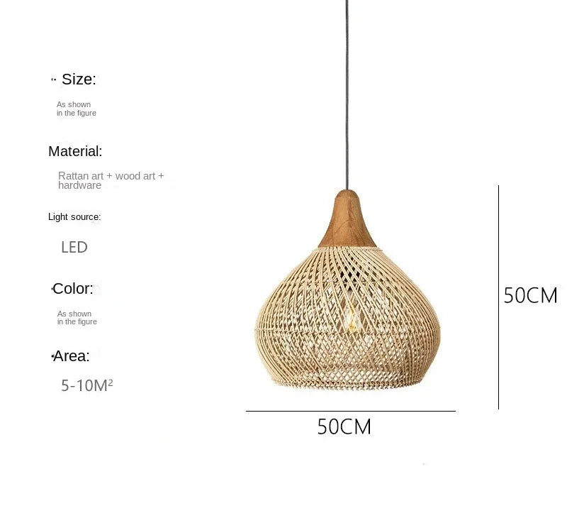 60cm Wabi Sabi Rattan LED Pendant Lights
