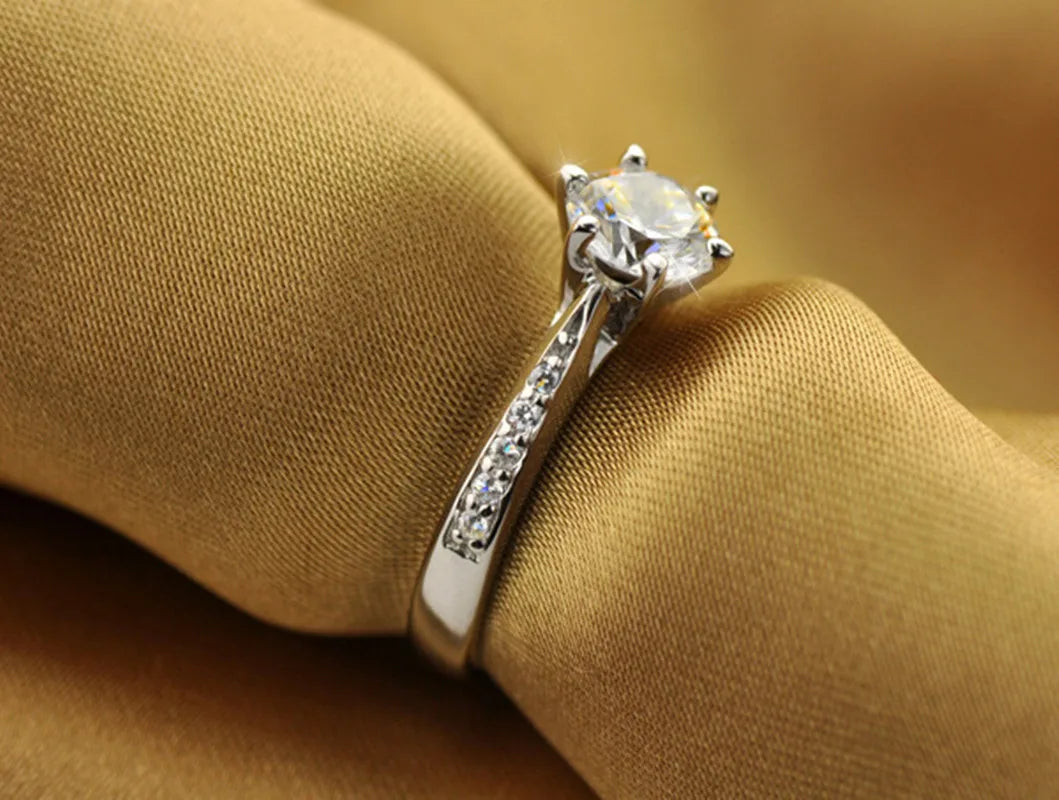 925 Sterling Silver simple 70ct diamond imitation diamond