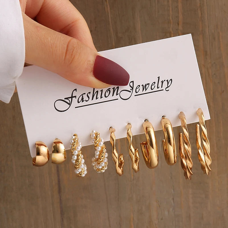 Gold Earrings Set