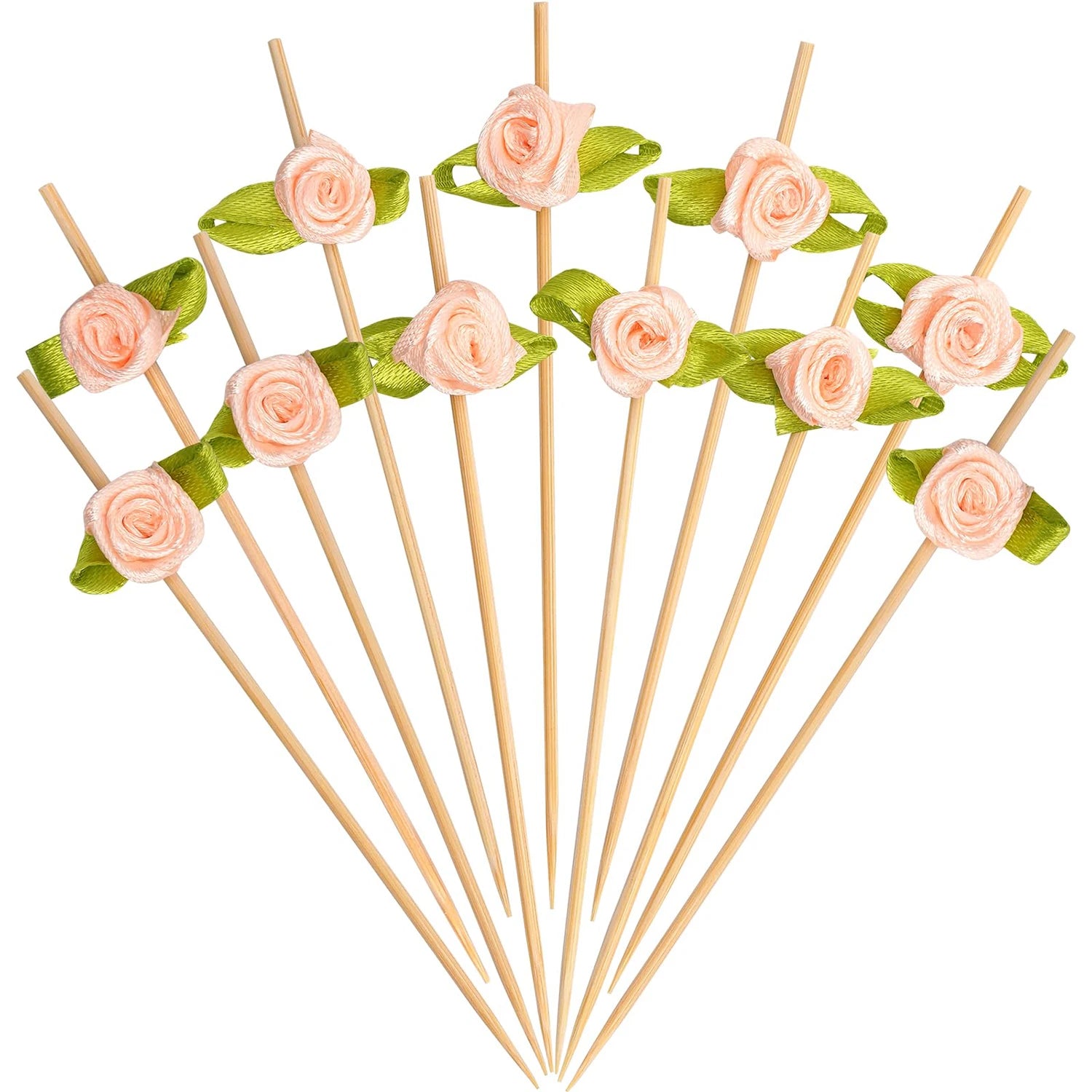 100pcs Disposable Long Flower Sticks