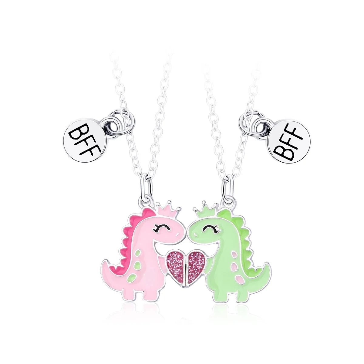2Pcs Cute Cartoon Animal Magnetic Necklace