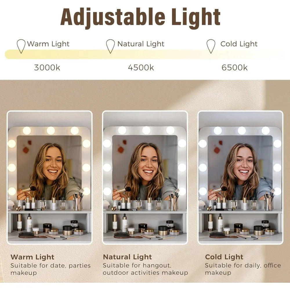 Makeup Table with Adjustable Lights