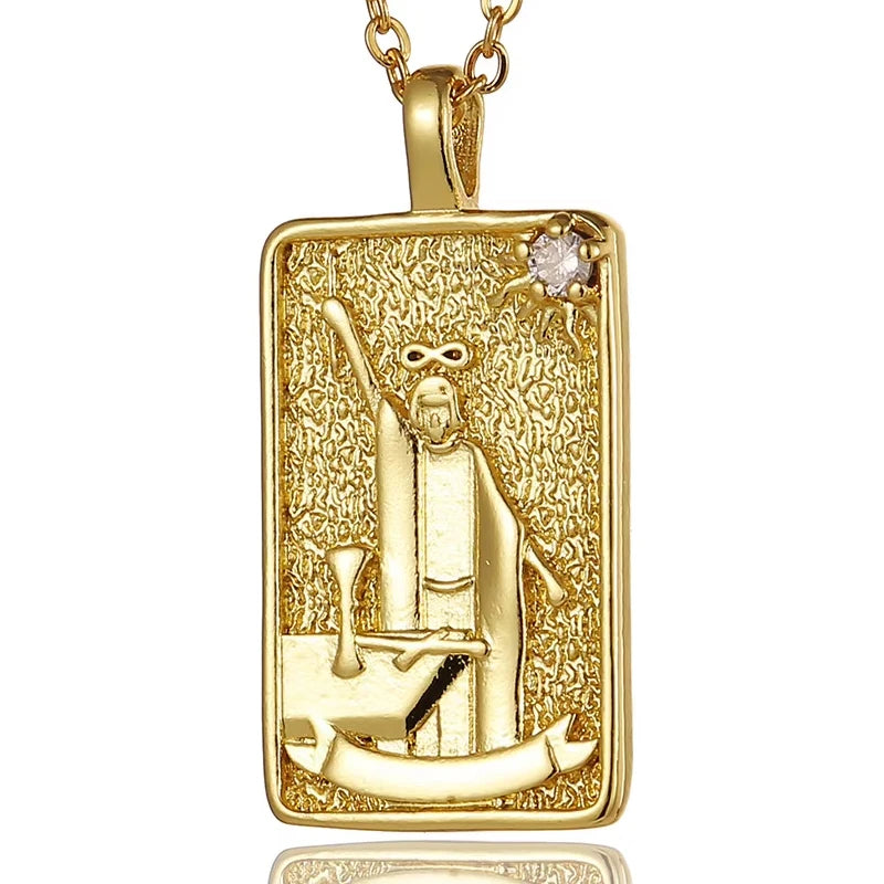Zirconia Tarot Card Necklace