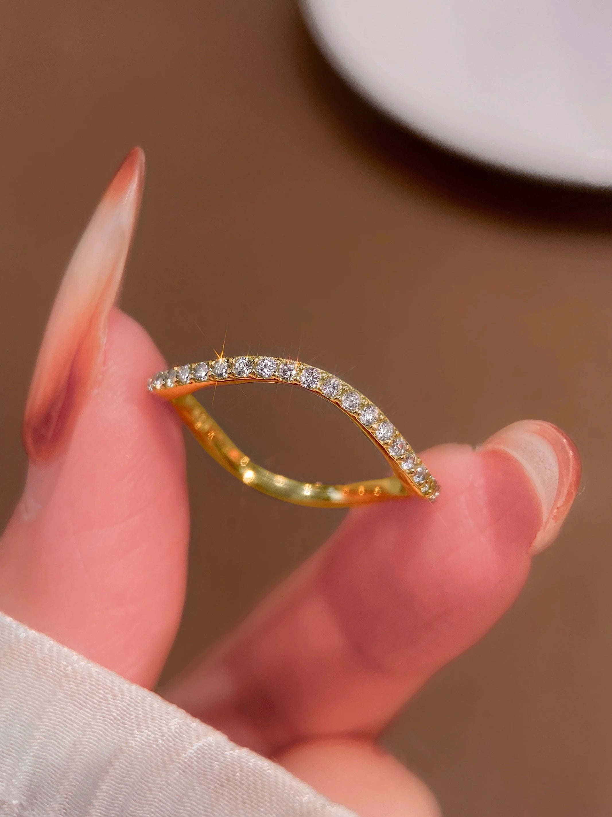 925 Sterling Silver 1.4mm Full Zircon Stackable Plain Ring
