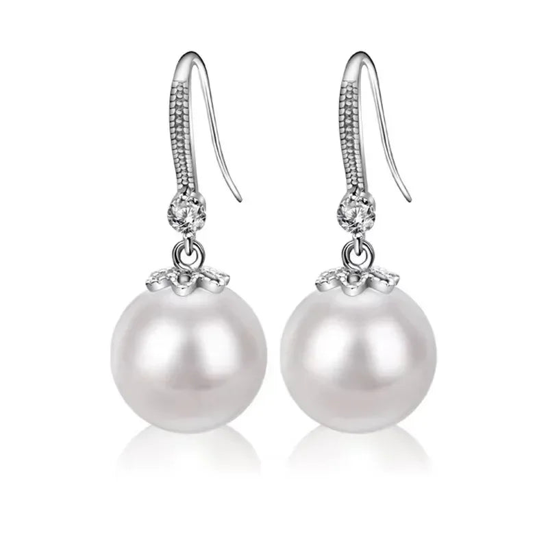 925 Silver Trend Pearl Long Earrings
