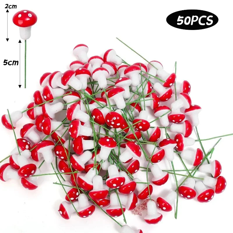 Mini Red Mushroom Miniatures DIY Micro Landscape Ornament