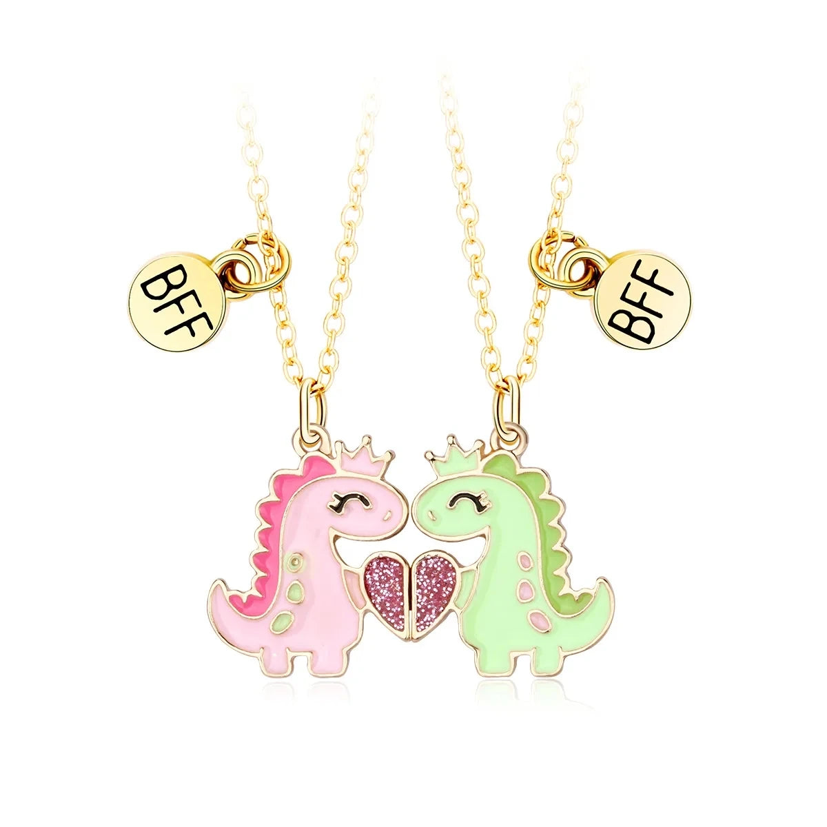 2Pcs Cute Cartoon Animal Magnetic Necklace
