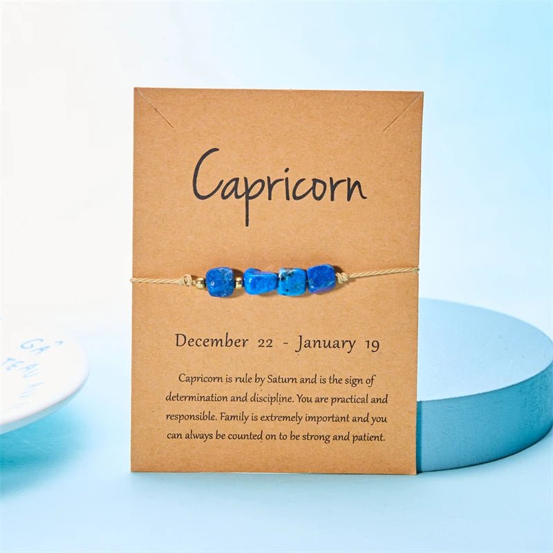 12 Constellation Natural Stone Beads Bracelet