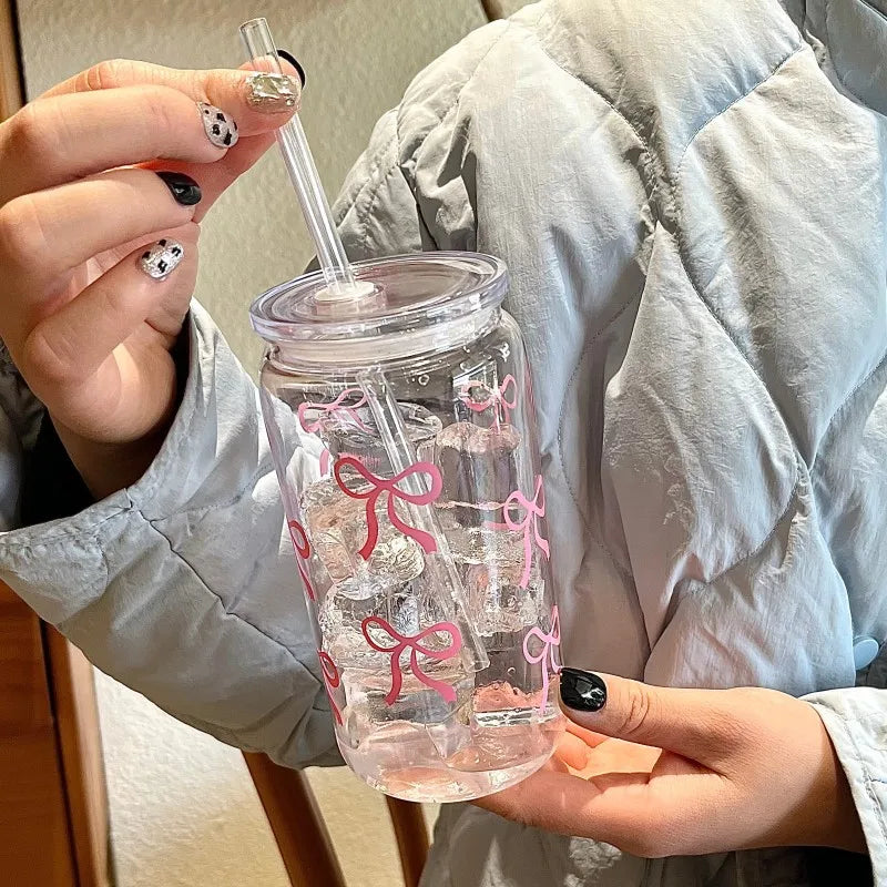 500ml Cute Bow Glass Cup