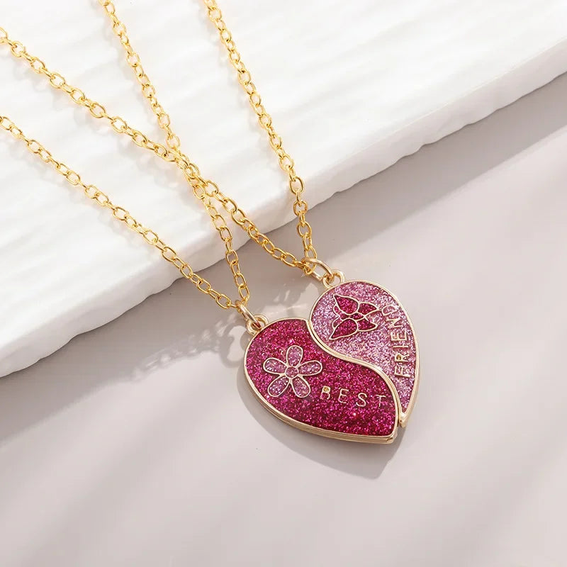 Magnetic pink heart shaped necklace