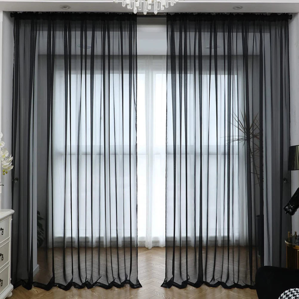 Shading Solid White Sheer Curtains
