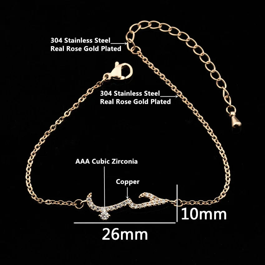 Cubic Zirconia Arabic Love Bracelet