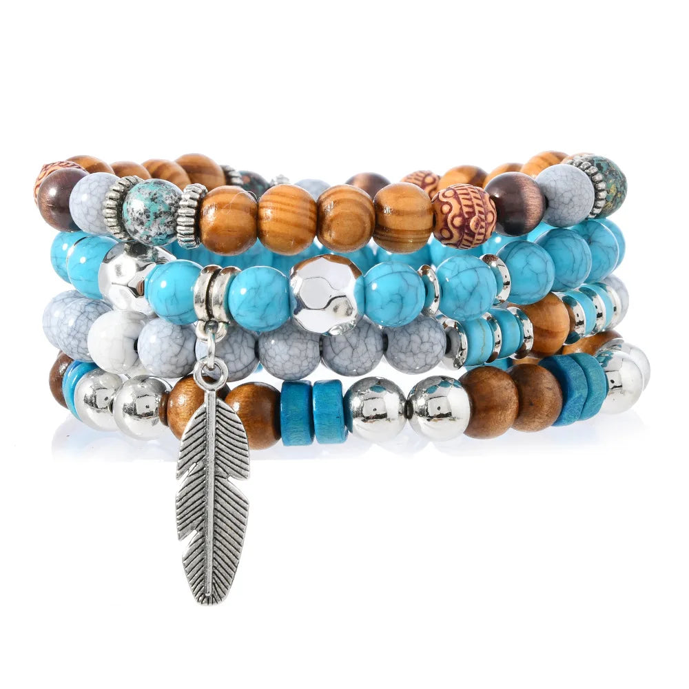 Bohemia Vintage Multi Layer Beaded Turquoise Bracelets